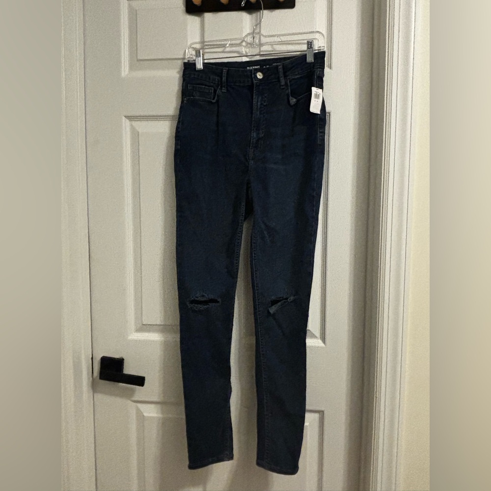 Old Navy EXTRA HIGH-RISE ROCKSTAR SUPER SKINNY Women's Distressed Jean size 8-12